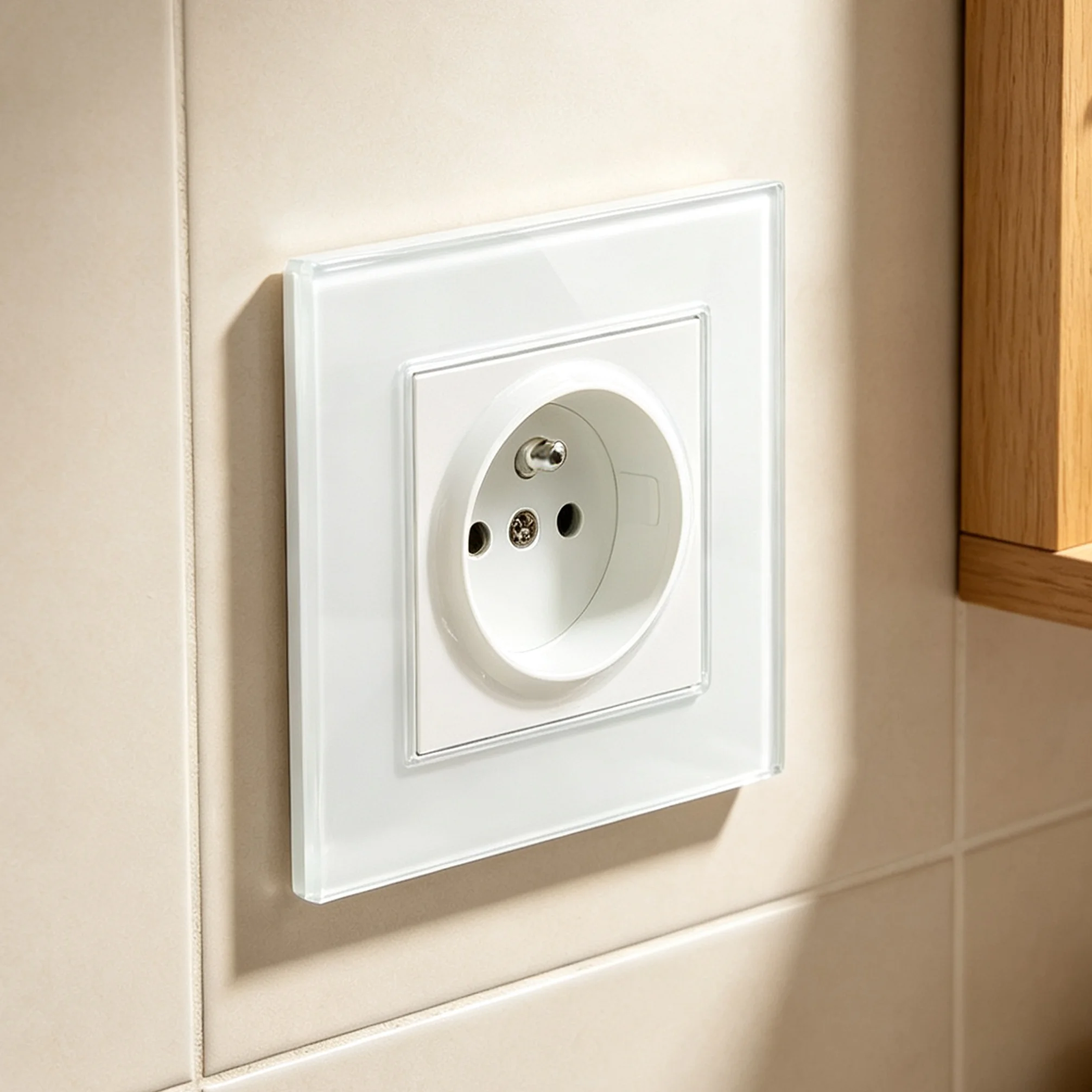 Wallpad EU French Socket Touch Light Switch 1/2 Gang 220V Crystal Glass Panel LED Indicator Wall Outlet with USB Type C Charger