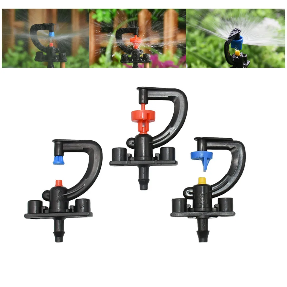 Rotating Micro Sprinkler Nozzle 180 360 Degree, 10pcs Hanging Spray Nozzles for Garden, Greenhouse Irrigation System Parts