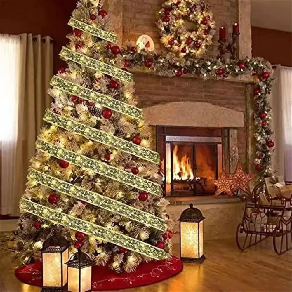 Christmas Tree Decoration LED Ribbon Decoration Lights 2/5/10m New Year 2027 Ornaments Bows String Lights Navidad Home Decors