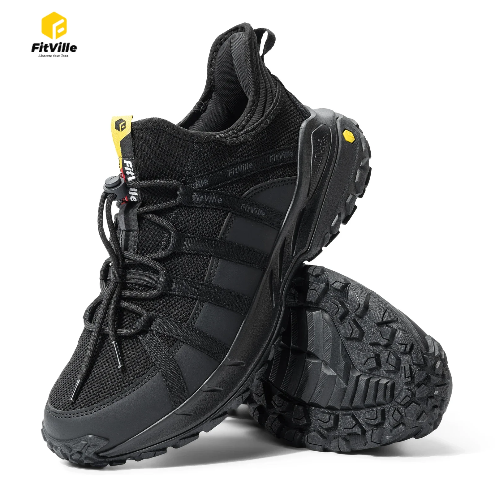 FitVille Wide Slip On Shoes For Men Walking Hiking Shoe Outdoor Trekking Loafer Arch Support Slip Resistant  Wide Toe Box