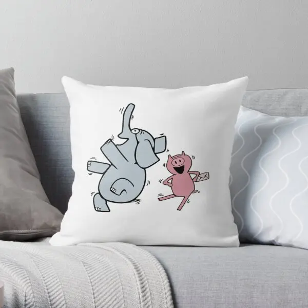 

Elephant And Piggie Happy Gerald And P Printing Throw Pillow Cover Sofa Waist Fashion Bedroom Pillows not include One Side