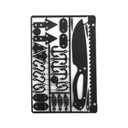 Outdoor Multi-purpose Stainless Steel Tool Card Trap Button Saw Blade Fish Hook/Fork Knife Blade Outdoor Camping Emergency Tool