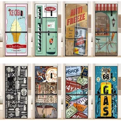 Retro Coffee Beer Poster Fridge Door Wrap Mural Cover Waterproof Sticker Vintage Graffiti Splice Poster for Refrigerator Freezer