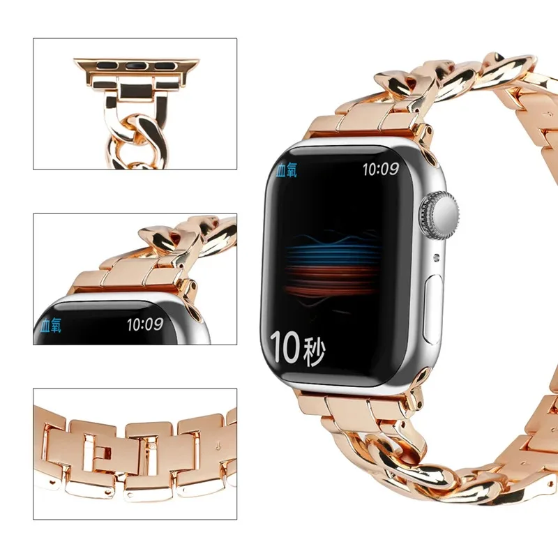 

for Apple Watchband Apple Watch1-8 SE iWatch single row denim chain Fashion zinc alloy Smart Watch Band ik10