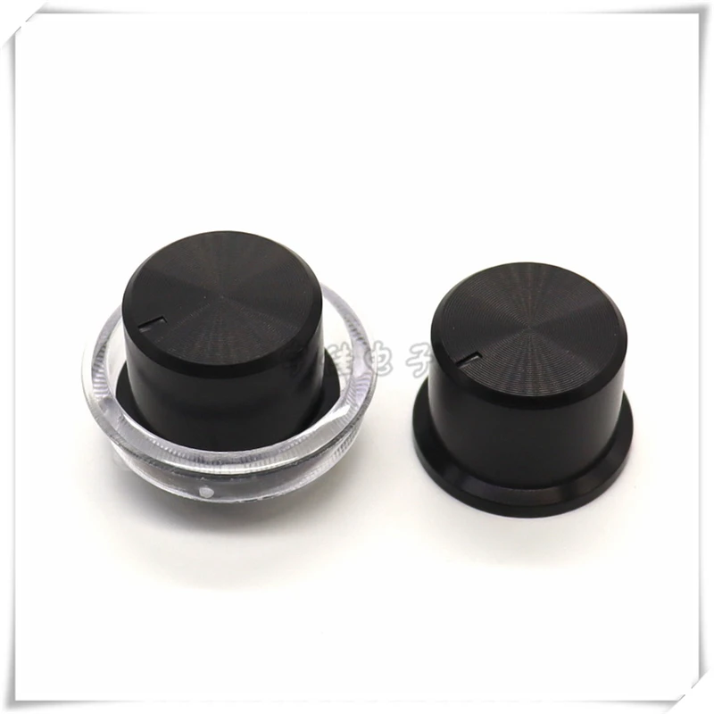 5PCS 25MM Plastic Power Amplifier Knob cap Black Knob Cap With Sun pattern Transparent Lamp Cup Base With Knob Cap