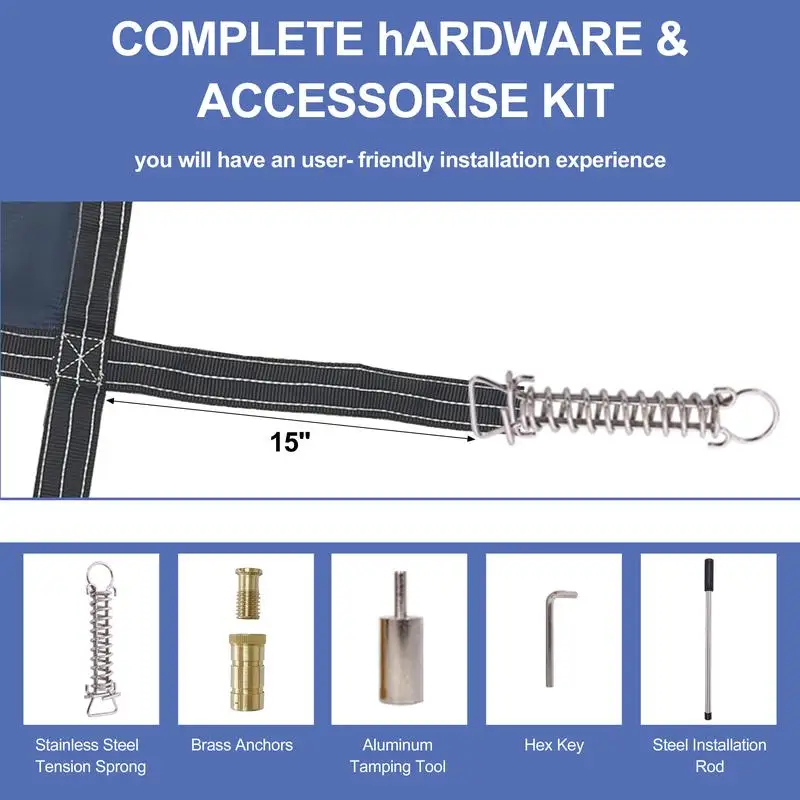 غطاء أمان لحمام السباحة الداخلي المستطيل مقاس 20 × 40 قدمًا مع خطوة 4 × 8 أقدام، شبكة عالية القوة ثلاثية الخياطة، مطر ممتاز