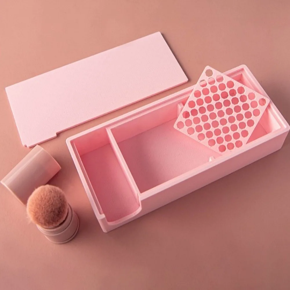 Built-In Brush Powder Storage Box Plastic Sliding Lid Clay Powder Container Compartment Structure Polymer Clay Powder Box