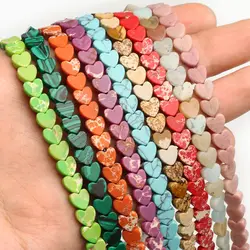 6mm Natural Heart Stone Beads Turquoise Amazonite Agate Loose Spacer Beads For Jewelry Making DIY Bracelet Necklace Findings
