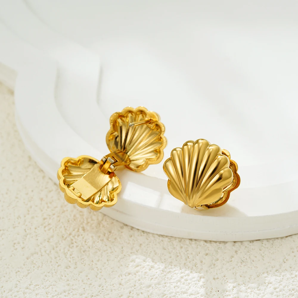 Boucles d'oreilles texturées en métal pour femmes, en acier inoxydable, étanche, plaqué or, Clip d'oreille, Piercing, bijoux de déclaration Aretes