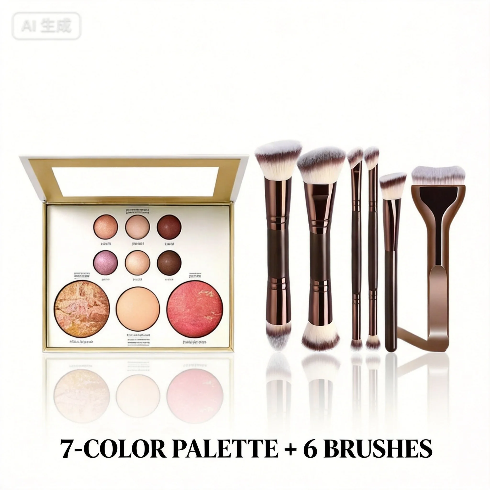 9-Color Makeup Palette with 6PCS Brush Set All-in-One Graduation Prom Kit Multieffect Eye Shadow And Face Blending for Women And