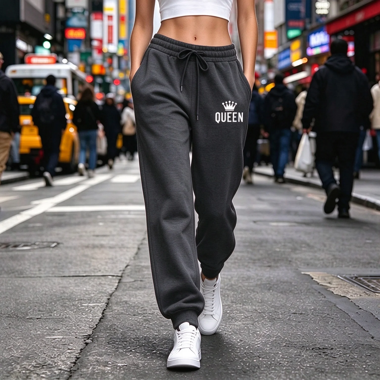 Queen Print Womens Sweatpants Casual Elastic Waist Sports Pants Outdoors Jogging Woman Trousers Autumn Winter Fashion Sportswear
