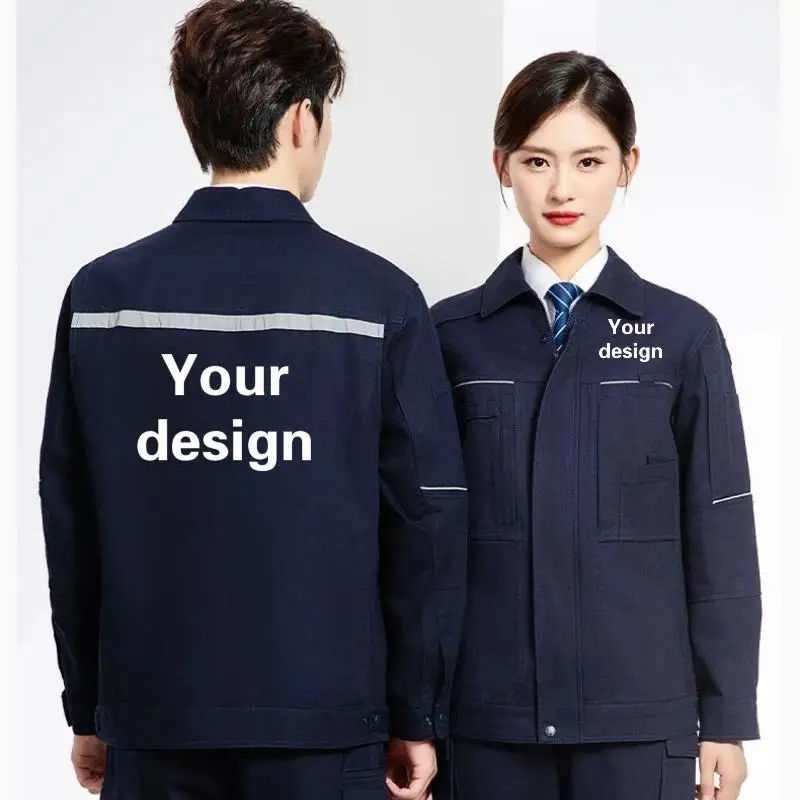 Men’s Factory Workshop Reflective Strip Workwear Suit Print Logo Customized Personalized Coal Mine WeldingCotton Jacket Uniform