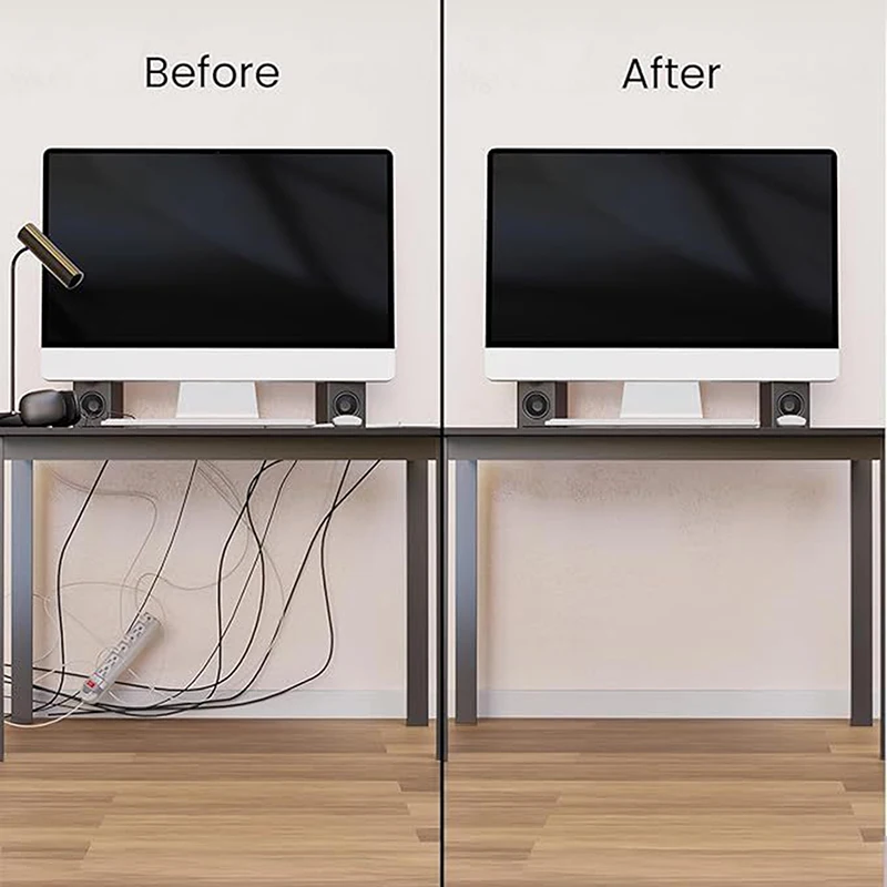 40cm Under Desk Cable Management Tray - PVC Cord Organizer with Adhesive Back, Easy Installation Wire Hider Raceway view 4