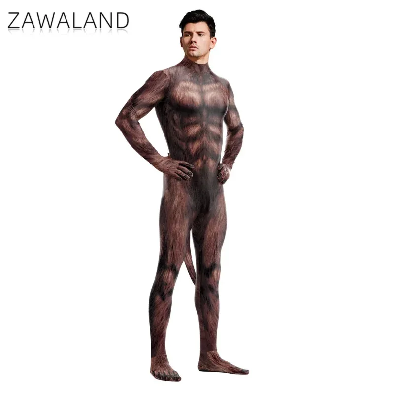 

AA wat Halloween party Funny cosplay costumes animal wolf 3D printed bodysuit Zentai full cover with tail jumpsuits cat2025 New