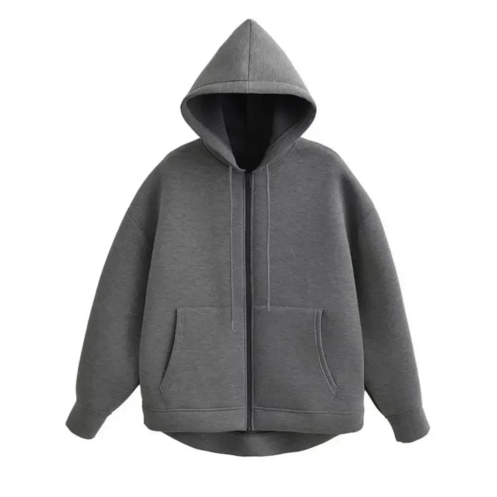 Women Jacket Cozy Hooded Sport Coat for Women with Zipper Closure Big Pockets Elastic Cuffs Fall Winter Fashion Essential