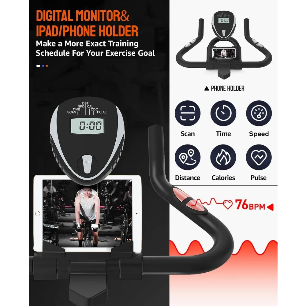 Vélo d'Exercice Magnétique Réglable avec Plaquette de Frein à Entraînement Silencieux, Cyclisme d'Nikpour Cardio à Domicile