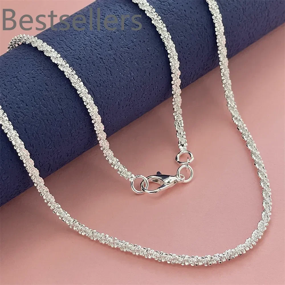 Hot new 40-75cm 925 Sterling Silver Necklace 16-30 Inch originality 2MM String chain for Women Fashion streetwear Jewelry Gifts