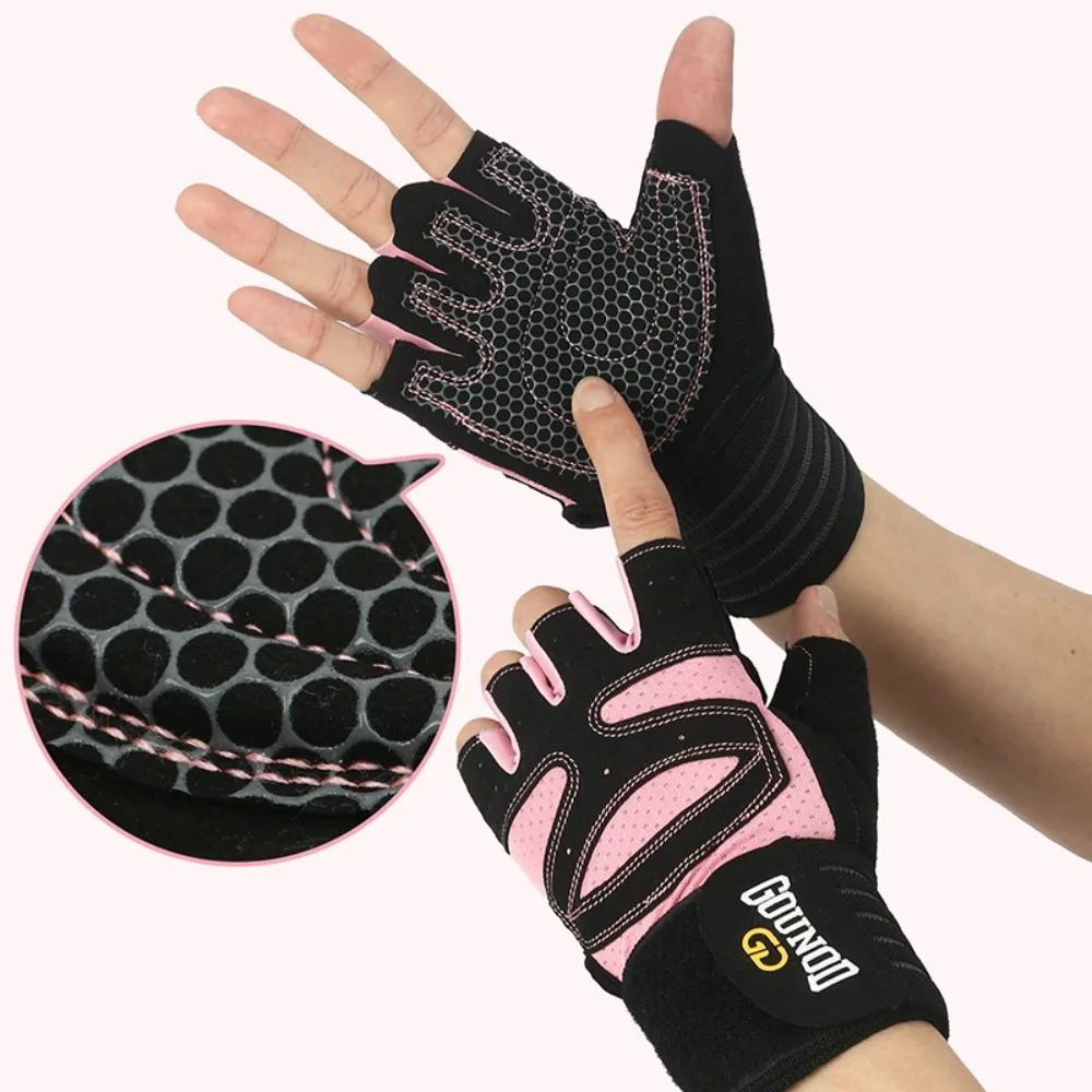 Breathable Weight Lifting Gloves Non-Slip Curved Open Back Cycling Motorcycle Gloves Shockproof Wearproof