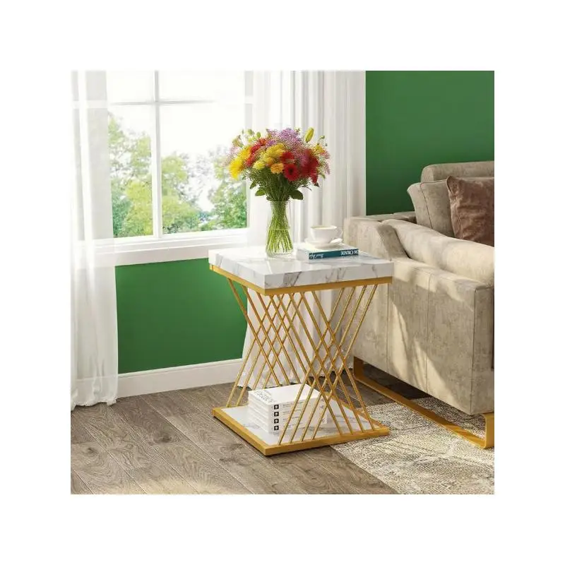 طاولة نهاية خشبية - أثاث حديث لغرفة المعيشة أو غرفة النوم أو المكتب، تصميم أنيق مع رف تخزين، منزل متعدد الاستخدامات