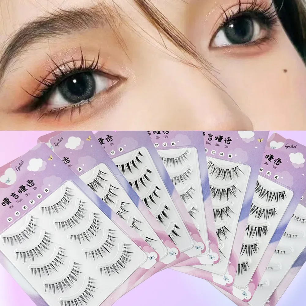 

Sweet Wispy Full Clusters False Eyelashes Curling DIY Full Strip Lashes Long Lasting Makeup Eyelashes Extension Lady