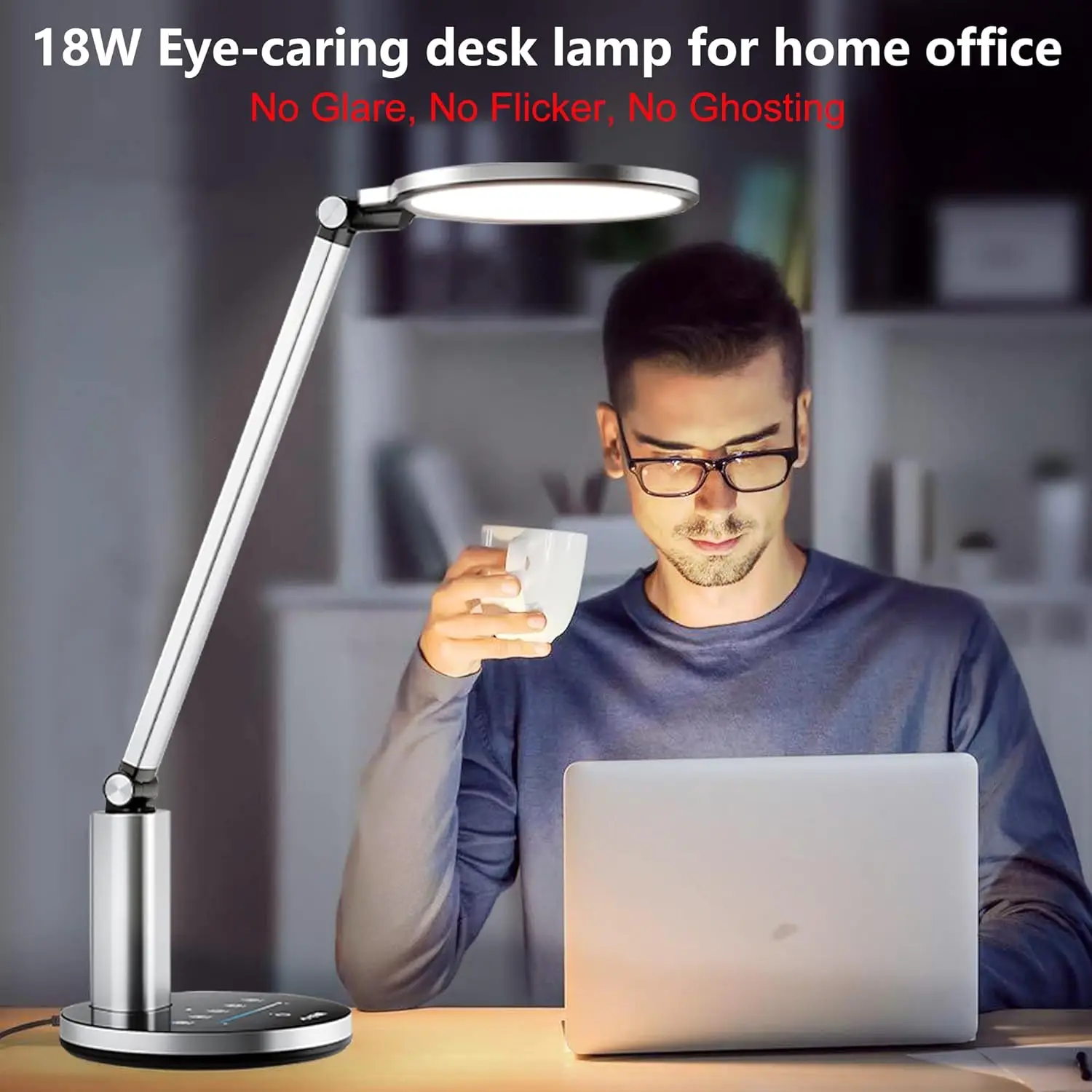 Z1Pro Led Desk Lamps For Home Office, Eye-Caring Nature Desk Lights With Adjustable Swing Arm, Ai Dimming, 154 Pcs Smd Led,