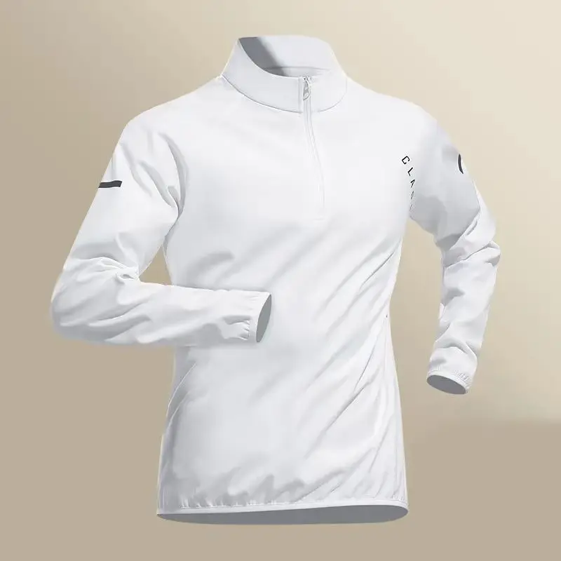 Morning Run New Track Field Sports Training Running Set Men\'s Stand Collar Half Zipper Quick Drying Clothes Long Sleeved T-shirt