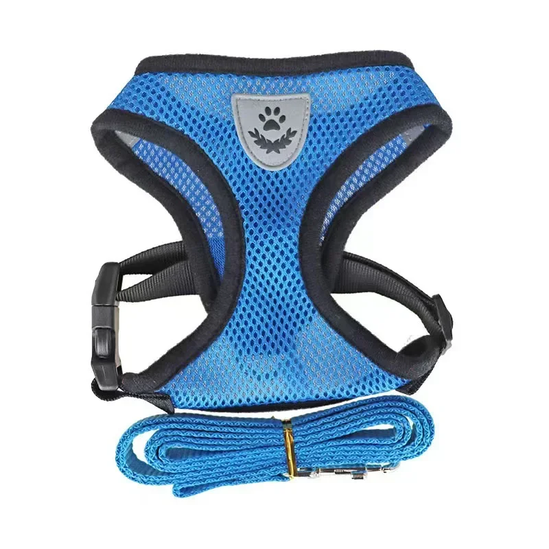 Small Large Cat Dog Harness with Lead Leash Adjustable Vest Polyester Mesh Breathable Reflective Anti-Escape Puppy Kitten Collar