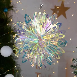 Rainbow Film Colorful Christmas Pendant Snowflake Honeycomb Xmas Tree Hanging Ornament Christmas Decor For Home New Year Navidad
