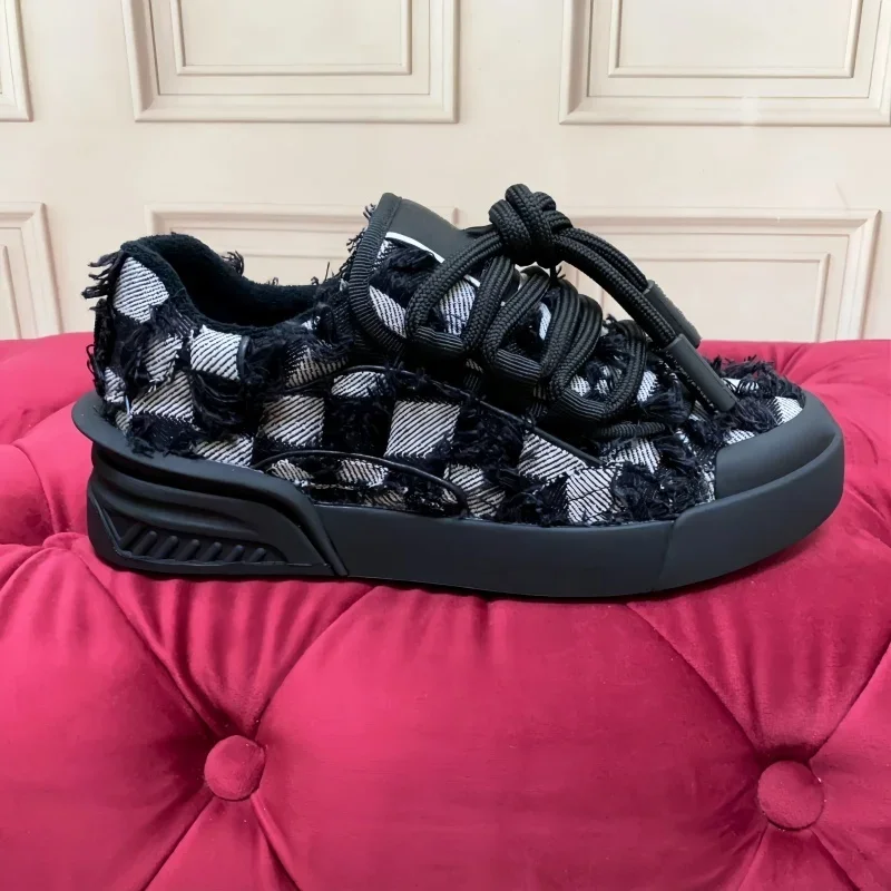 

2025 Fashion Men Casual Genuine Leather Sneakers Breathable Mixed Color Flat Platform Patchwork Shoes Sports Daily Walking