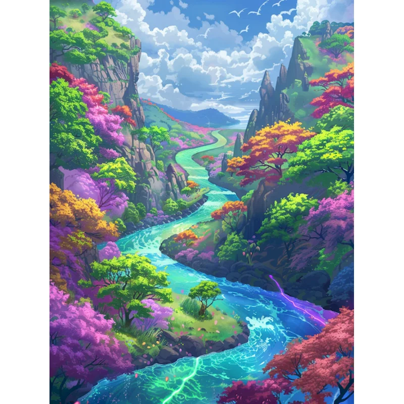 SDOYUNO Diy Painting By Numbers For Adults Rivers Scenery Coloring By Numbers Acrylic Paints Numbers Painting For Home Decoratio