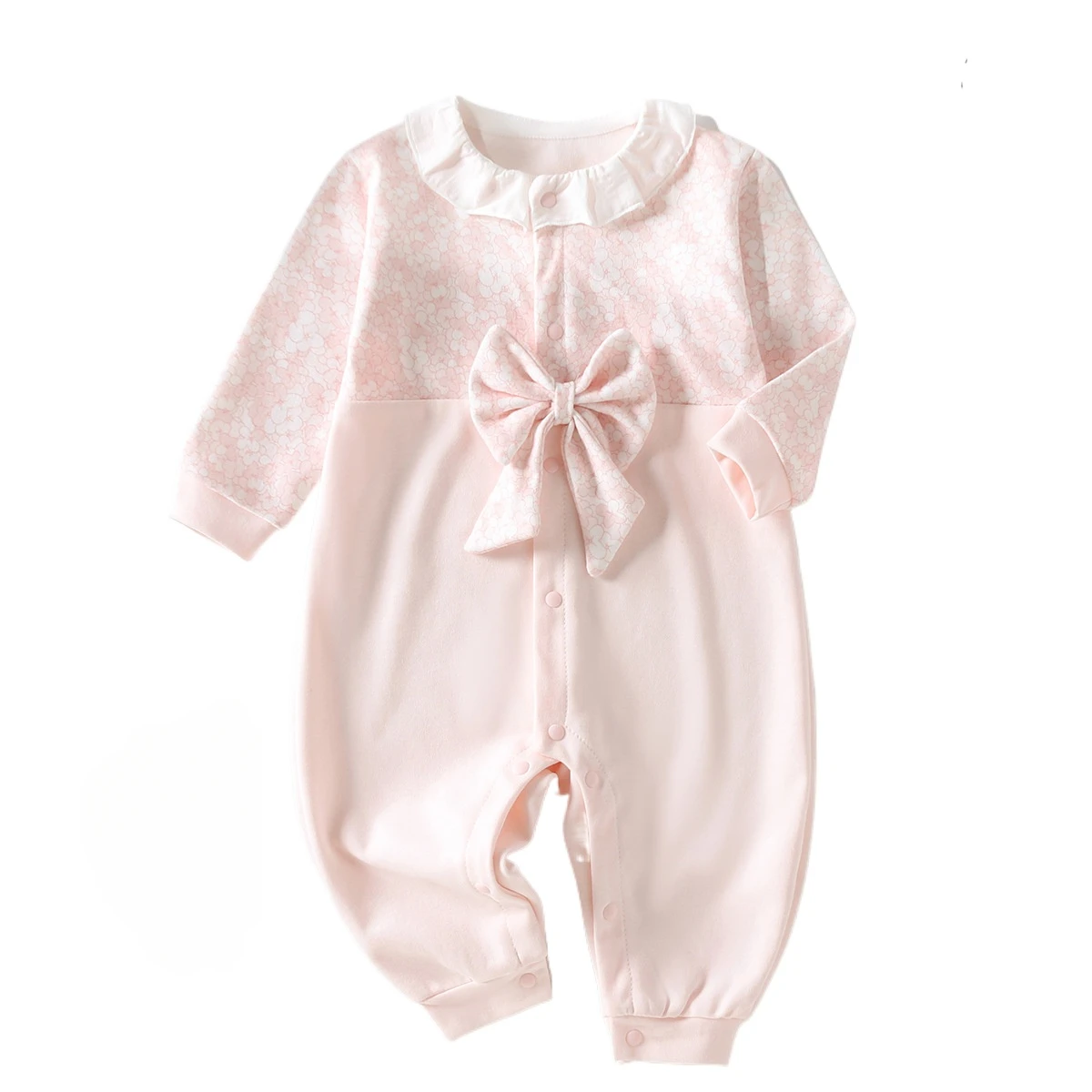 Baby Romper Girl Cute Bow Tie Long Sleeve Bodysuits & One-pieces 100% Cotton Bodysuit for Four Seasons Bebe Outfits