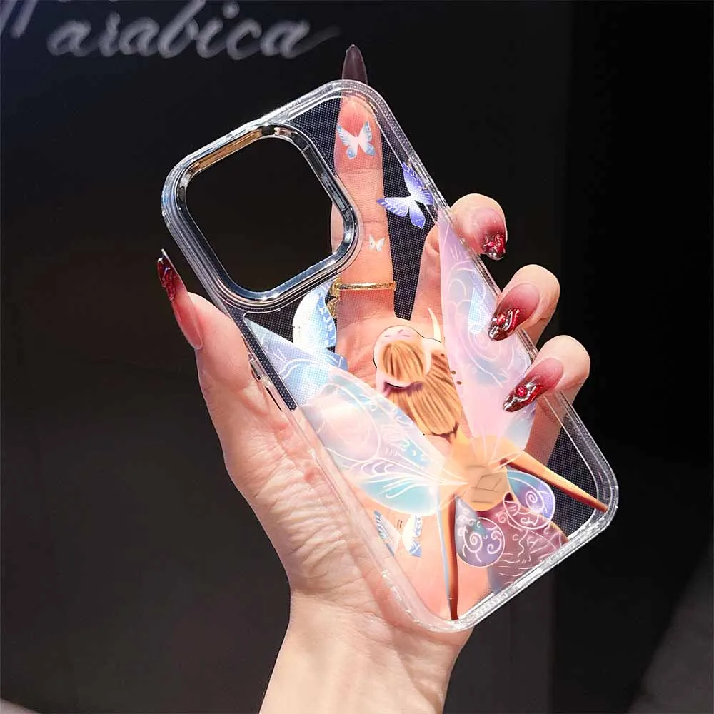 ديزني تينكر بيل جراب هاتف لابل آيفون 17 AIR 16E 15 14 13 12 11 برو ماكس زائد غطاء ناعم شفاف فوندا سيليكون كابا