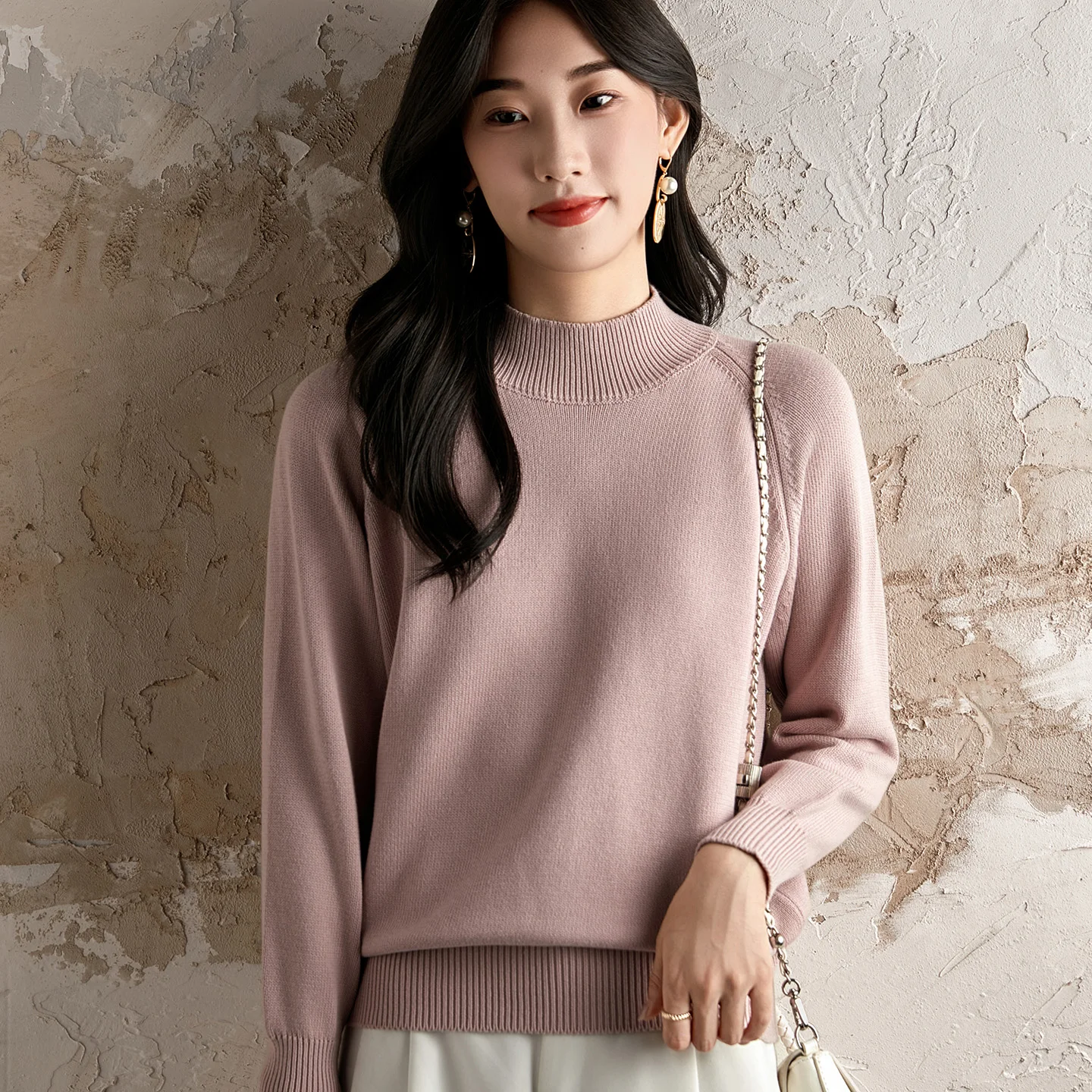 

Осень и зима, новый свитер из 100% хлопка, женский повседневный толстый вязаный пуловер с полувысоким воротником, свободный хит продаж, женский топ