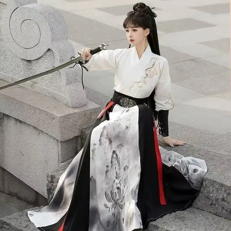 Ancient Sewed Embroidery Hanfu Traditional Chinese Weijin Period Costume Men Women Swordsman Cosplay Clothing Stage Show Suit view 3