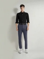 2026 Men's Diamond Button Long-sleeved Shirt Male Business Casual Slim Copper Button Dress Shirt Top Quality Groom Wedding Shirt