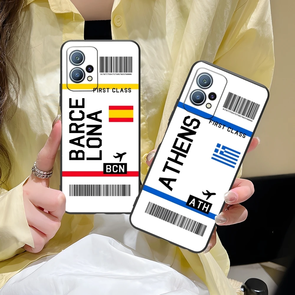 Plane Airline Ticket Mobile Cell Phone Case for Huawei P60 P50 P40 P30 P20 P10 P9 P8 Pro Lite Plus Black Soft Phone Cover Shell