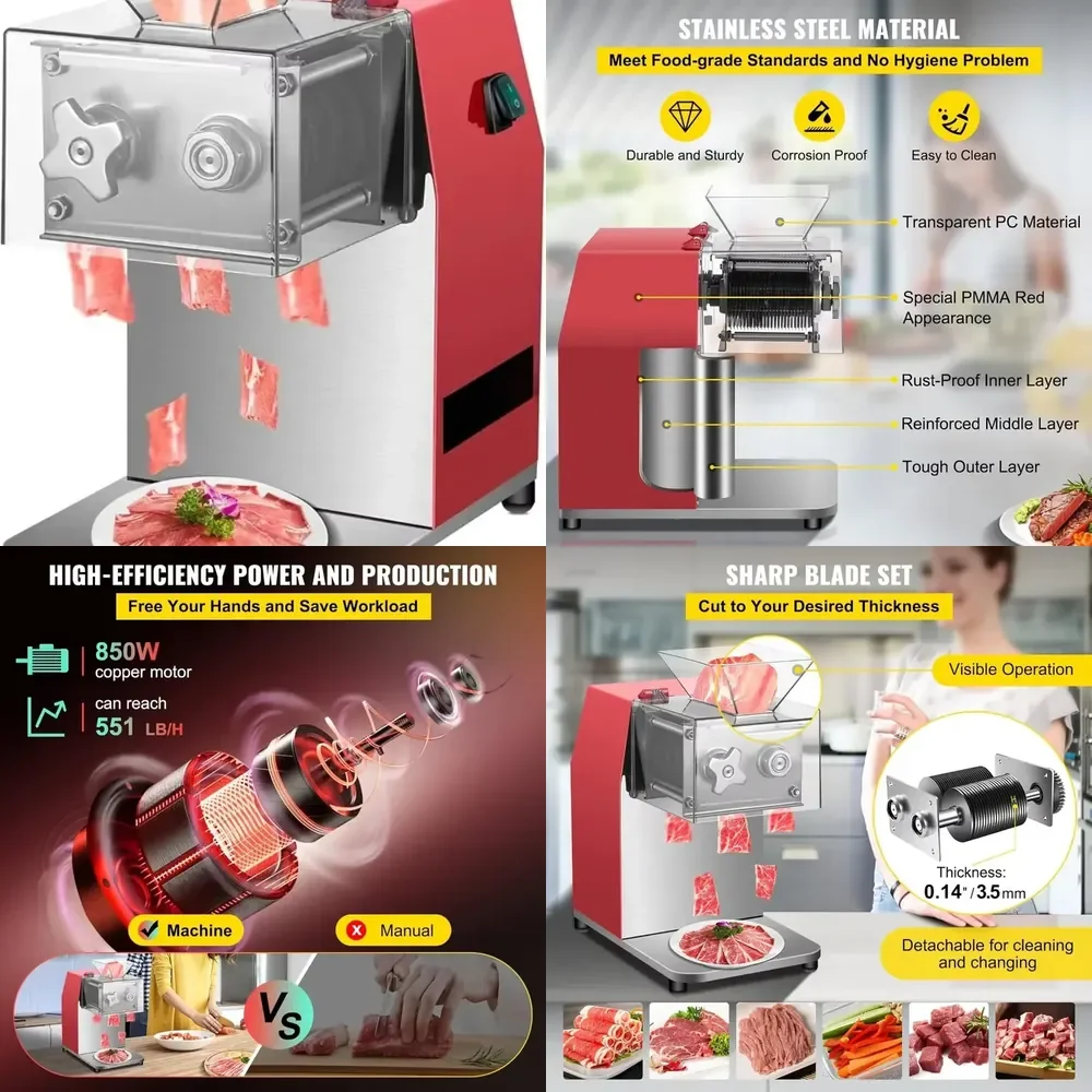 

New Stainless Steel Electric Meat Shredder with 850W Power and 35mm Blade for High-Capacity Meat Processing