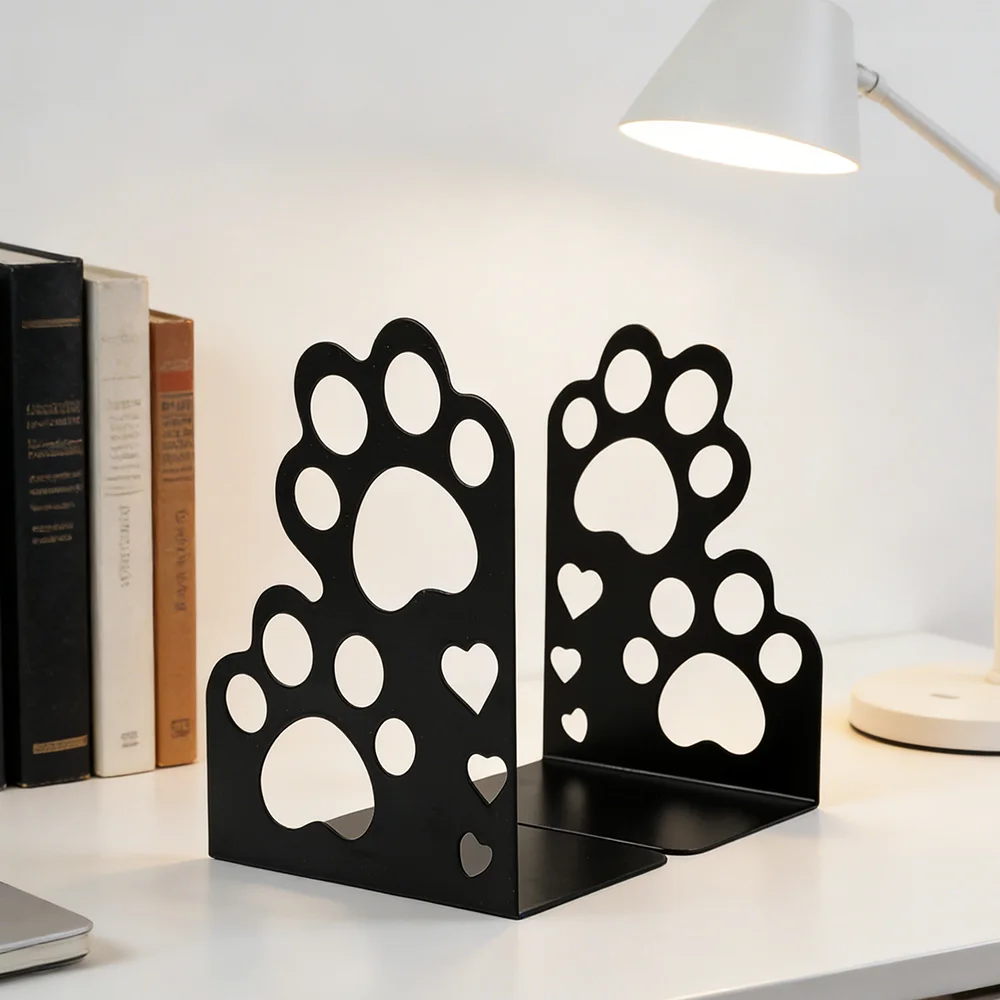 Metal Bookends for Shelves, Modern Decorative Heavy Duty Study Book Support Stoppers for Office, Desk, Room Simple Tall Bookends
