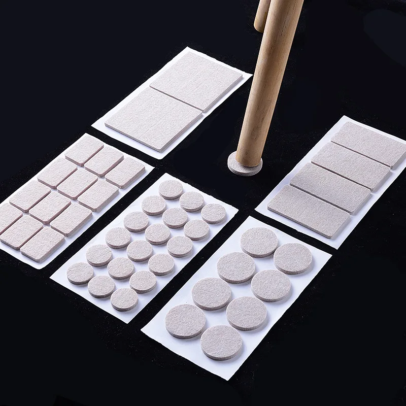 18/101Pcs Felt Chair Leg Pads Round Square Floor Protector Self Adhesive Furniture Table Legs Pad Bumper Floor Scratch Protector