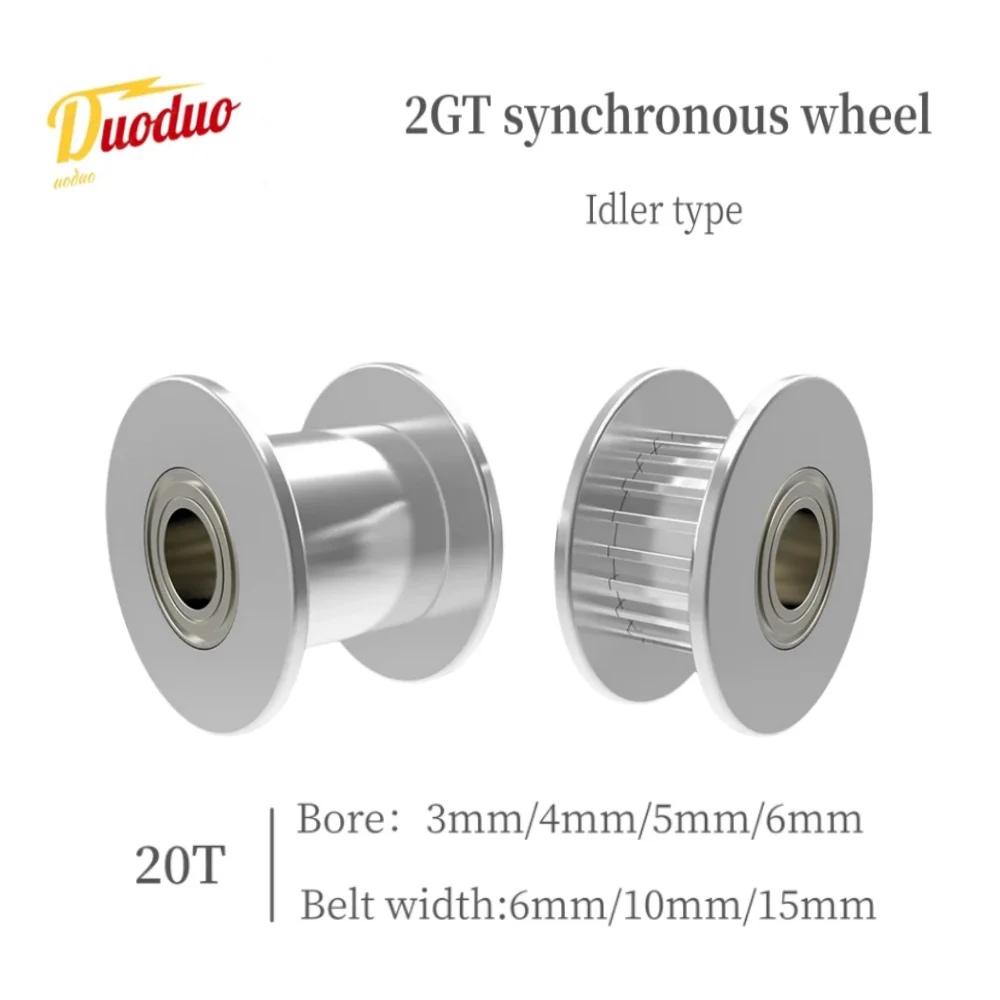 

3D Printer Parts GT2 2GT Timing Pulley idler pulley Silver 20 Teeth AF Type Bore 3/4/5/6mm For width 6 /10mm Belt, 2GT Idler 20T