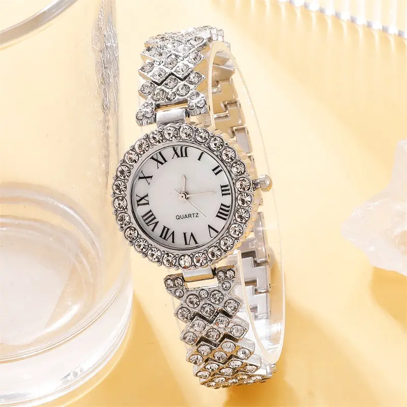 6pcs Set Watches Set Luxury Rhinestone Women Fashion Elegant Wristwatch Quartz Watch For Girl Ladies Clock Montre Femme