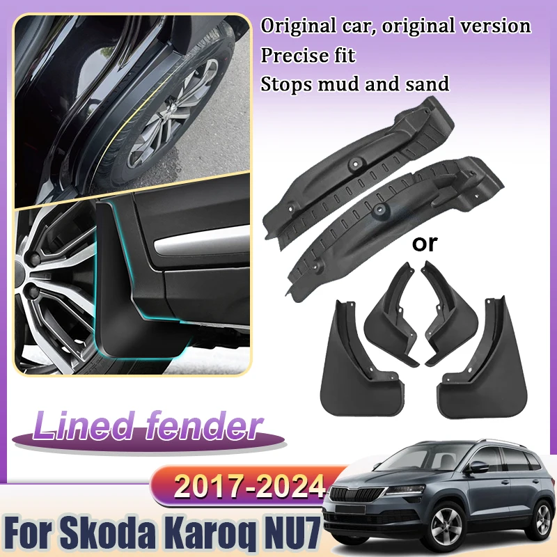 

Автомобильные аксессуары для Skoda Karoq NU7 2017 ~ 2023 2024, антифриз, брызговики, брызговики, переднее и заднее колесо, брызговики