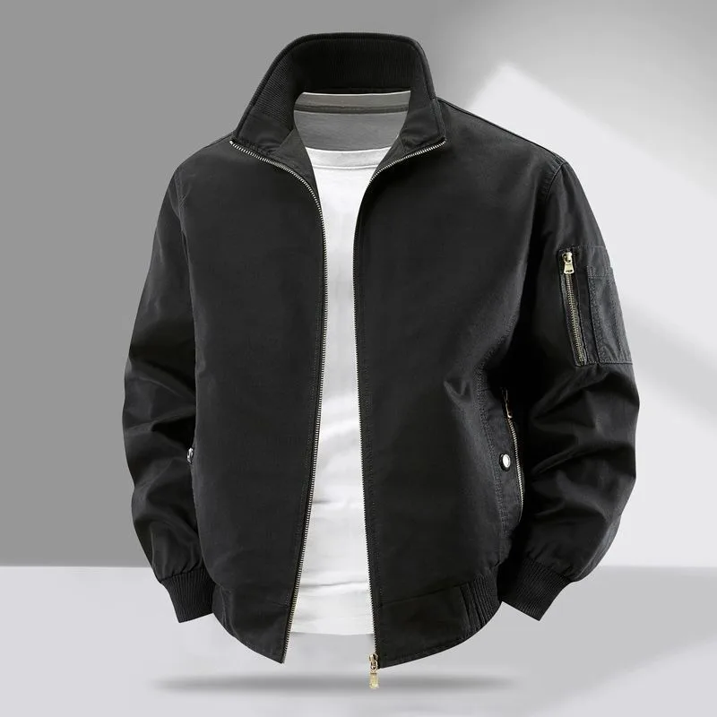 Spring and Autumn's New Workwear Pure Cotton Jacket, Loose and Plus-size American Pilot Lapel Retro Casual Jacket for Men Style