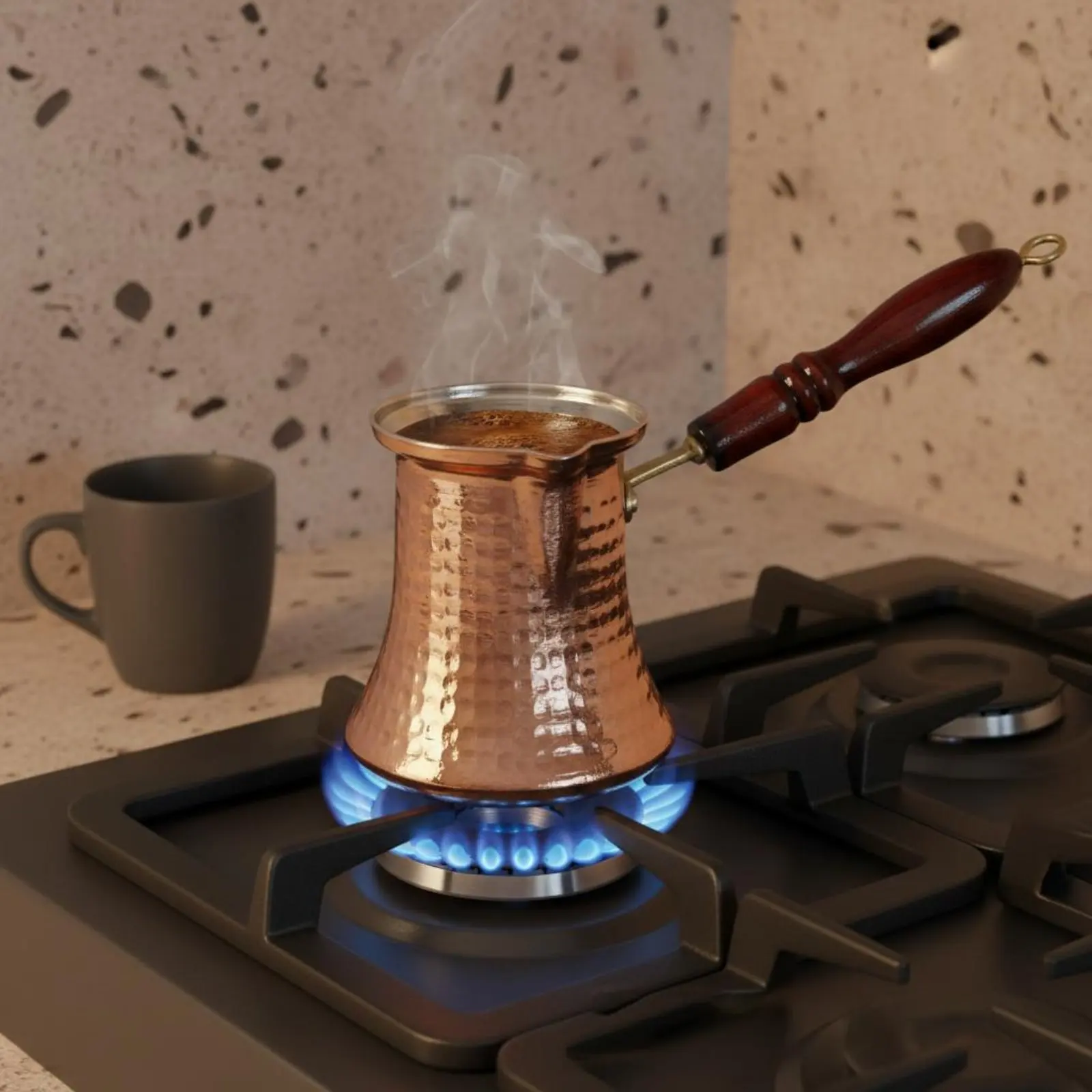 Turkish Coffee Pot Traditional Design Cezve Copper Cezve Tin Lined Arabic Ibrik Easy to Clean for Travel view 4