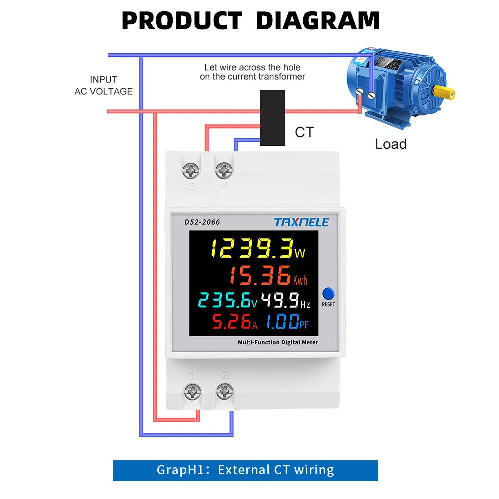 6IN1 din rail AC monitor 110V 220V 380V 100A Voltage Current Power Factor Active KWH Electric energy Frequency meter VOLT AMP