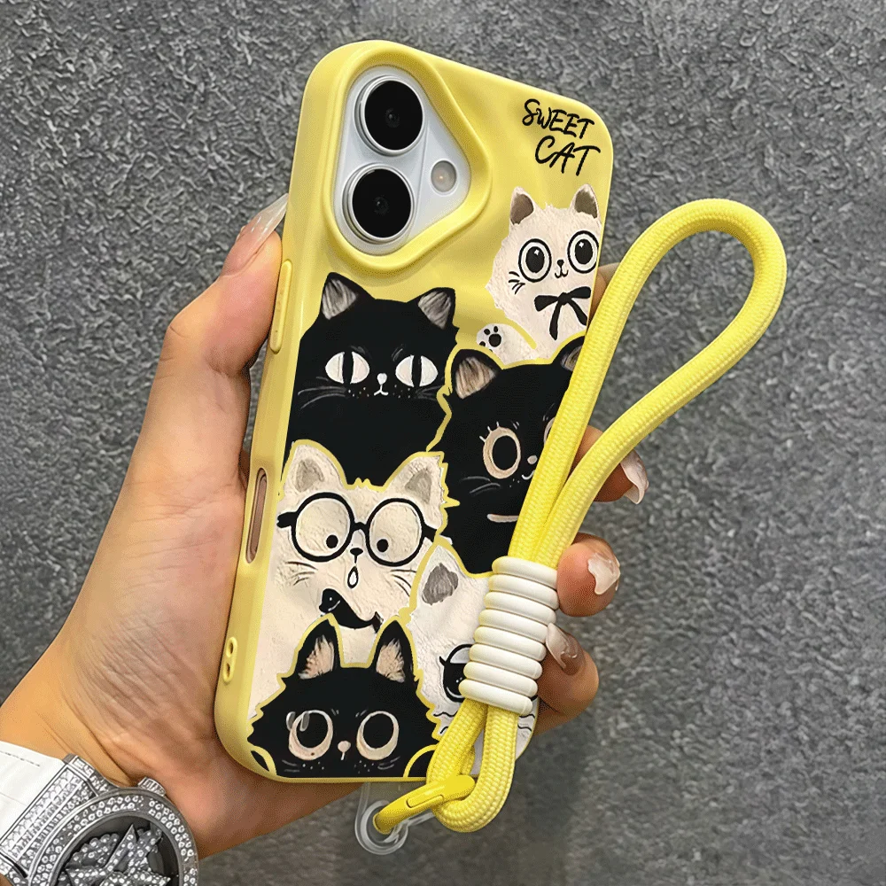 Чехол для телефона с ремешком  – обзор и цена Cute Cartoon Wrist Strap Silicone Case