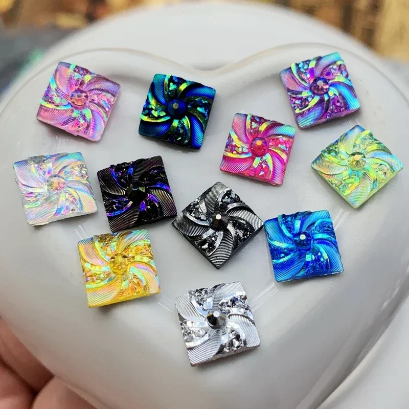Resin Rhinestones FlatBack Square 10mm For DIY Crafts Scrapbooking Clothes Nail Art Decoration Wedding buttons 40pcs -HB92