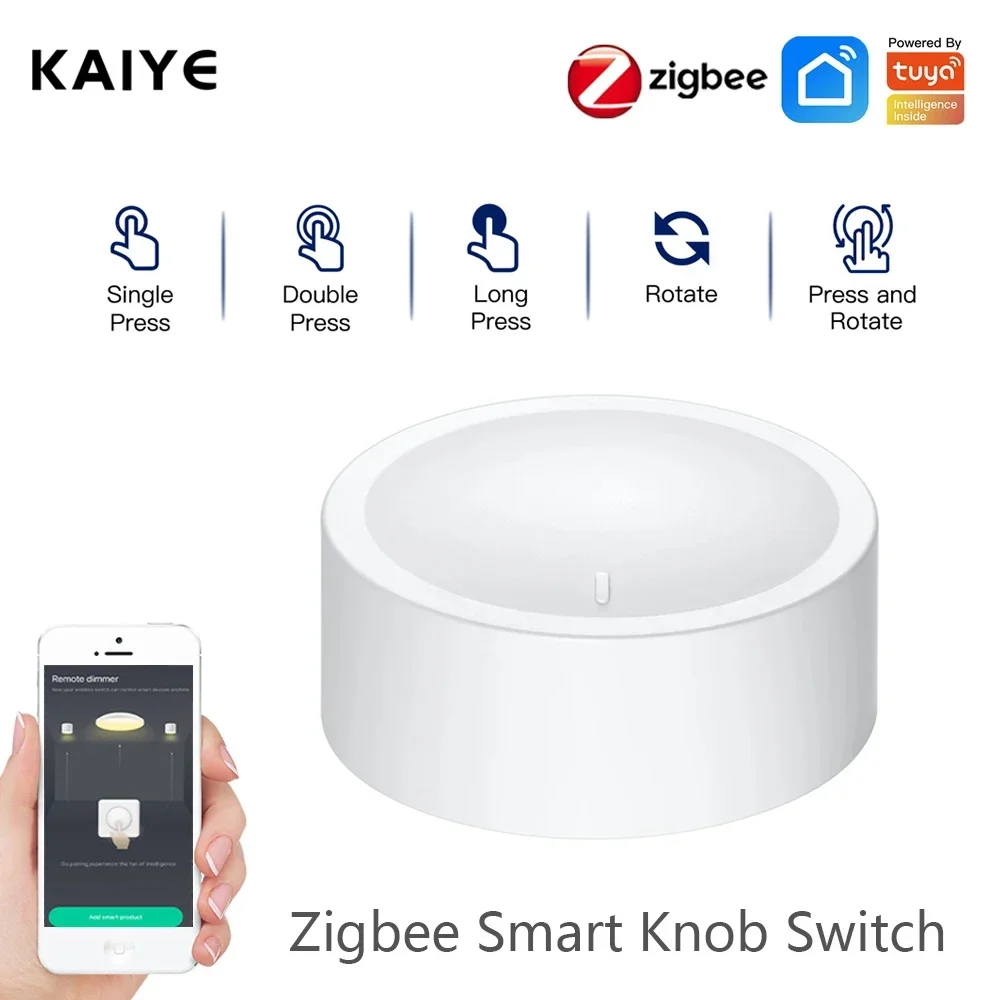 

Tuya Smart Zigbee Knob Scene Switch Dimmer Button Controller Wireless Scene Linkage Switch for Home Automation Scenario Switch