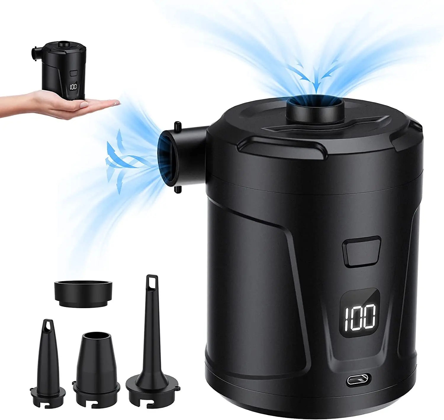 Portable Electric Air Pump Wireless Air Compressor Inflator Deflator Pumps for Inflatable Cushions Air Beds Boat Swimming Ring
