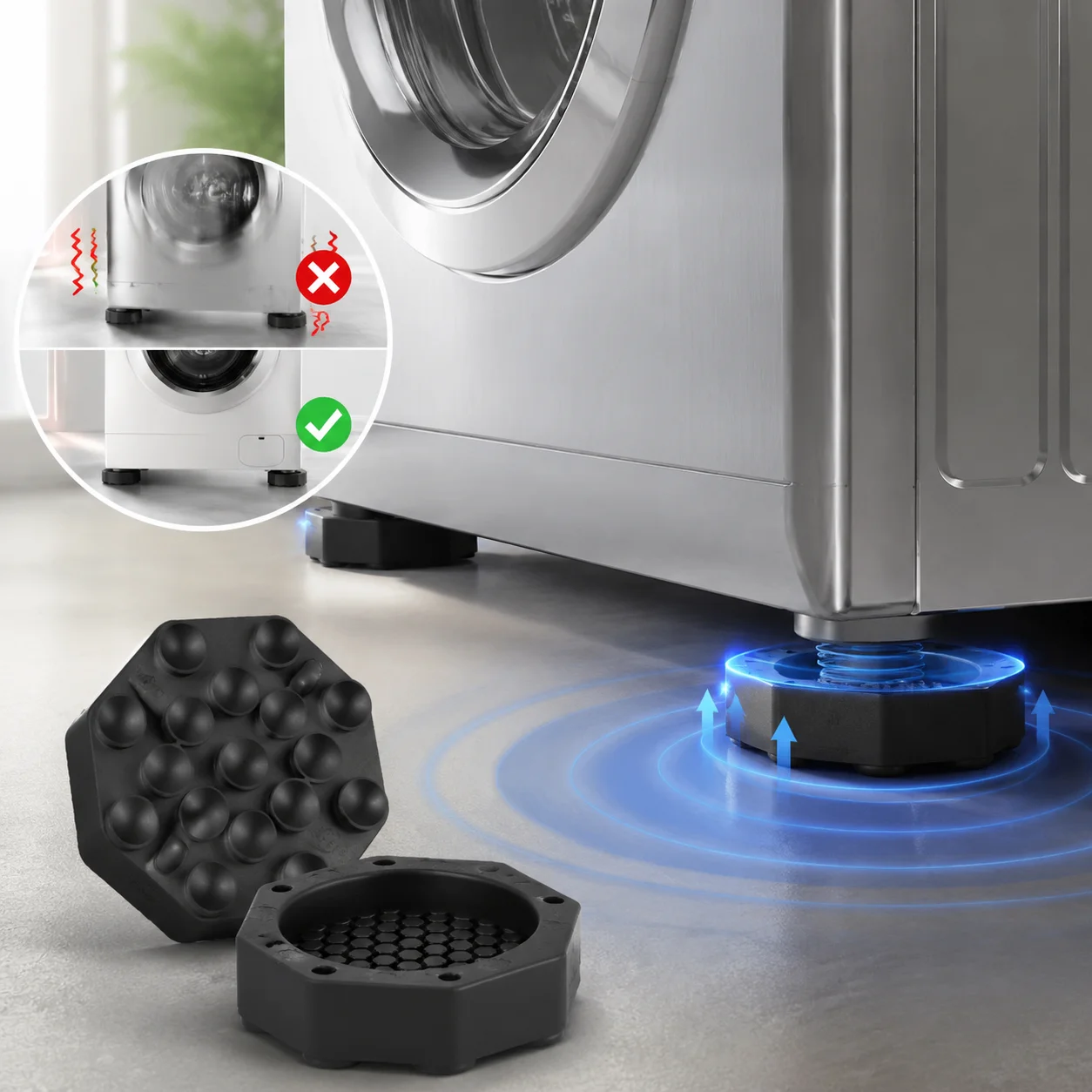 Anti Vibration Pads Silicone Washing Machine Mat Non Slip Shock Absorber for Refrigerator Furniture 8pcs Heavy Duty Stabilizer